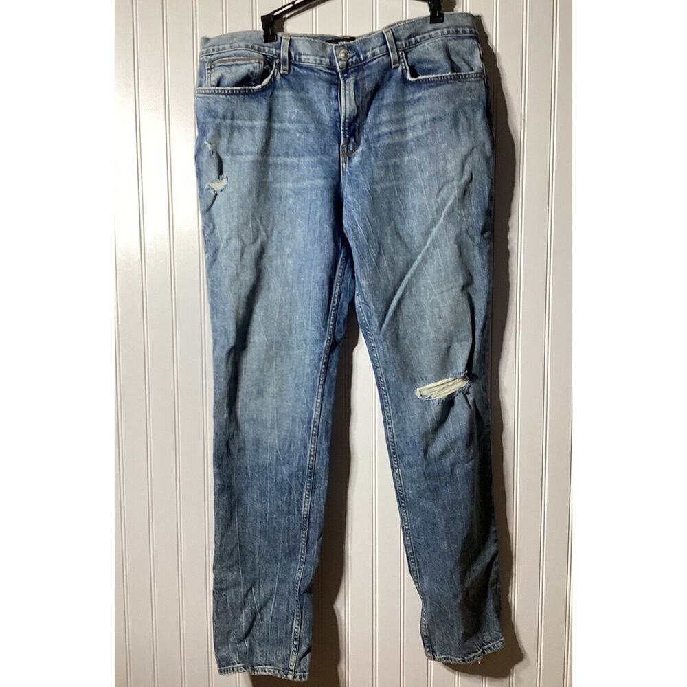 Hudson Jeans Sz 38 US AXL Skinny Fit‎ Blue Denim Cotton Blend Distress